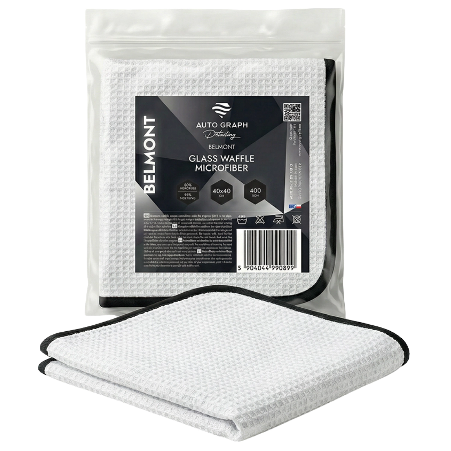 Auto Graph Microfiber Waffle Glasduk 40x40cm 400gsm för strimfri glasrengöring och coating-slutbehandling