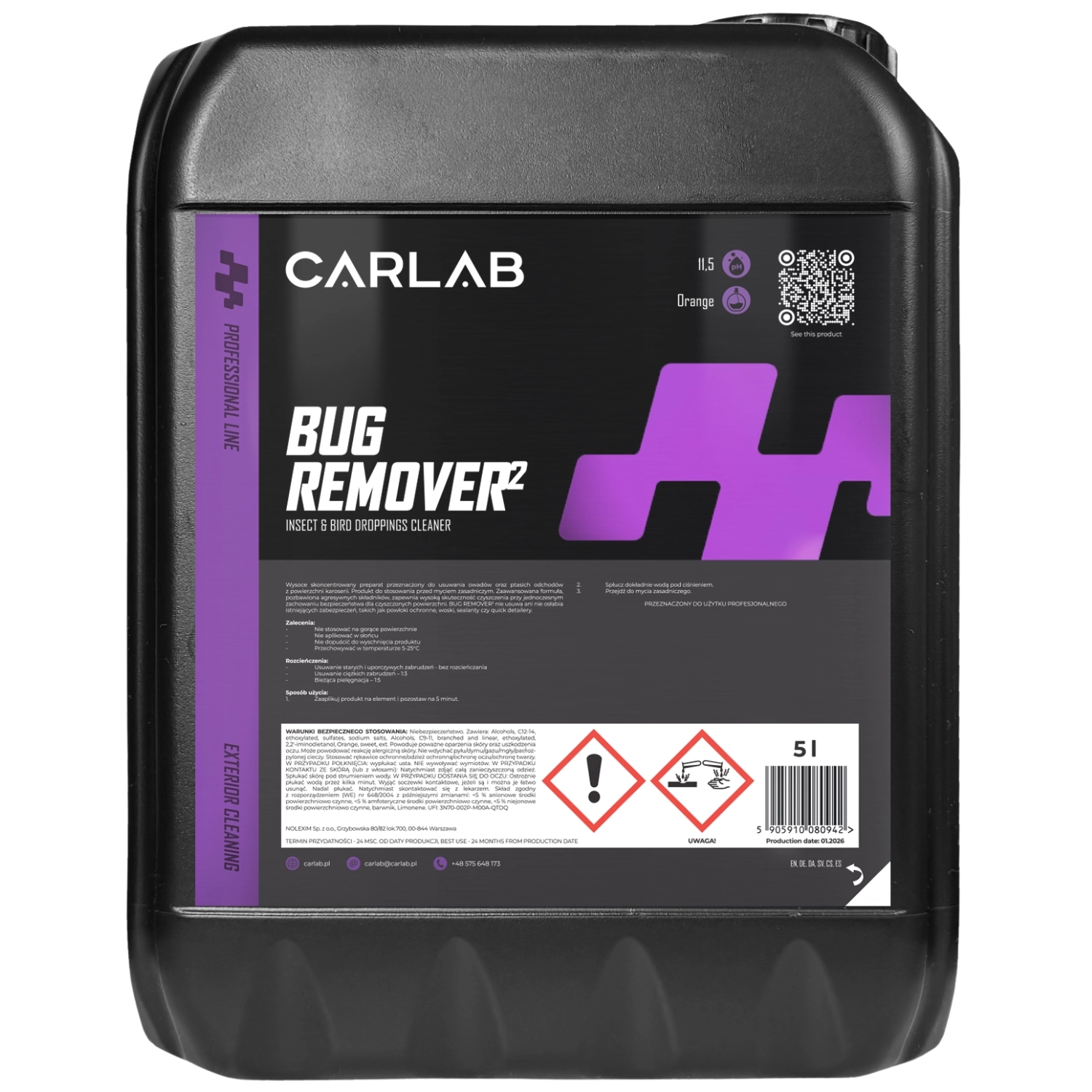 CarLab Bug Remover 5L concentrated insect and bird dropping remover canister