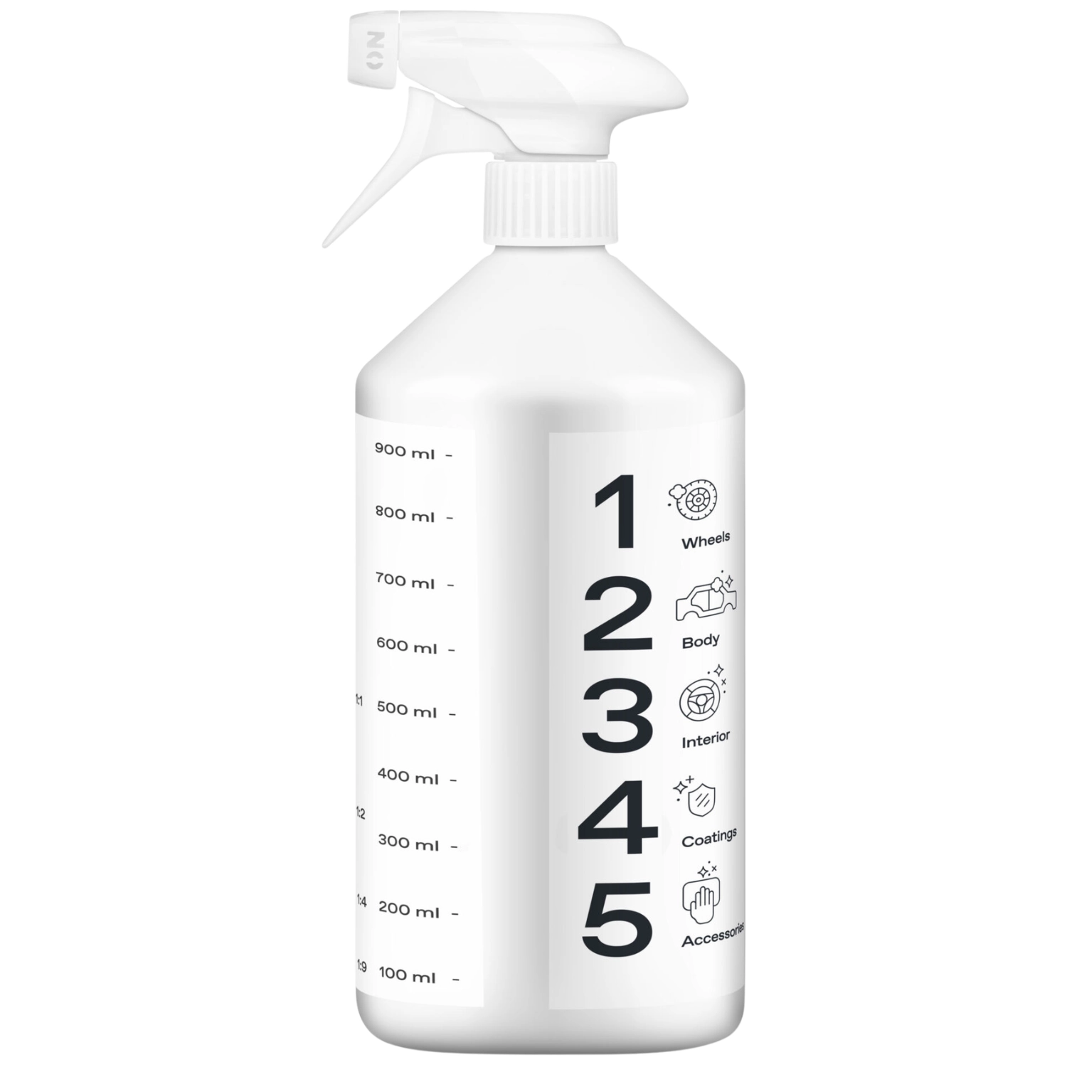 Cleantle Spray Bottle 1L chemical-resistant HDPE spray bottle with a graduated dosing scale