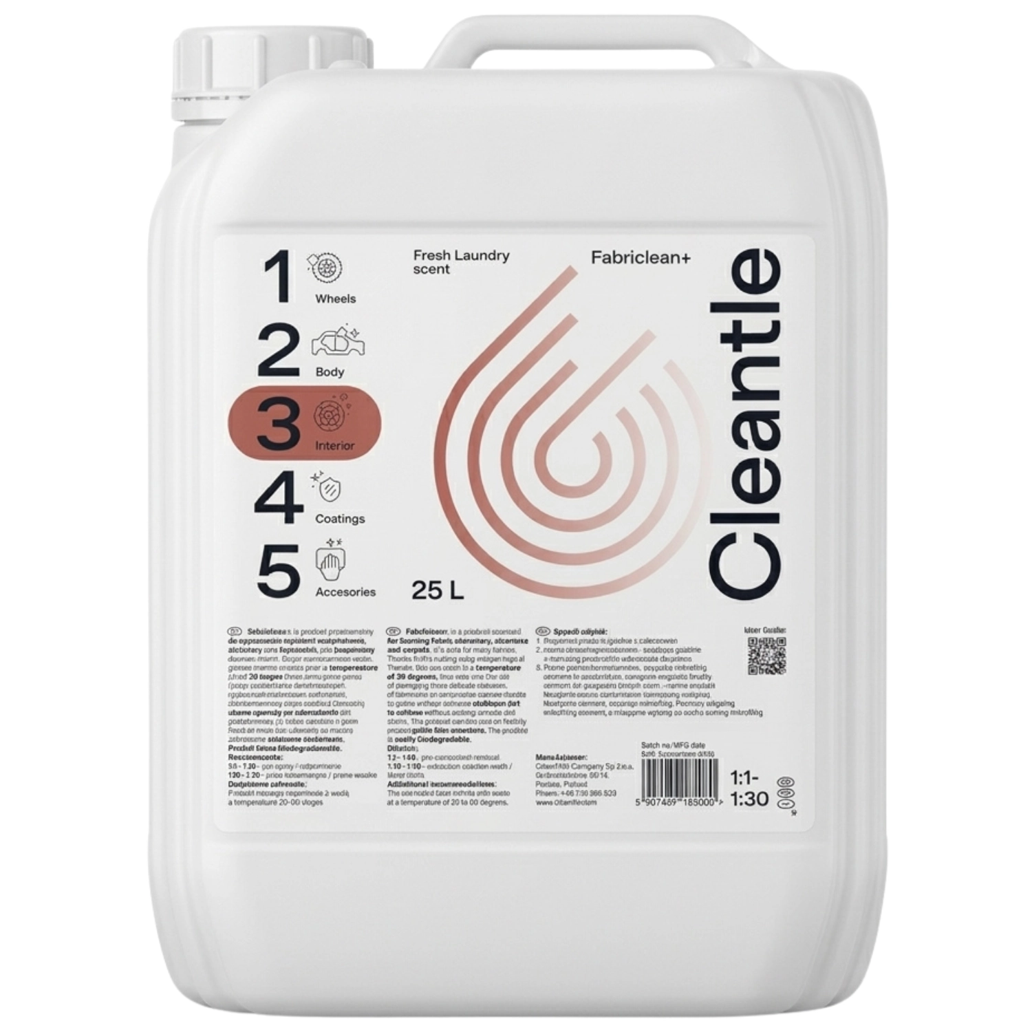 Cleantle Fabriclean+ upholstery cleaner 25L container for cleaning fabric upholstery and Alcantara