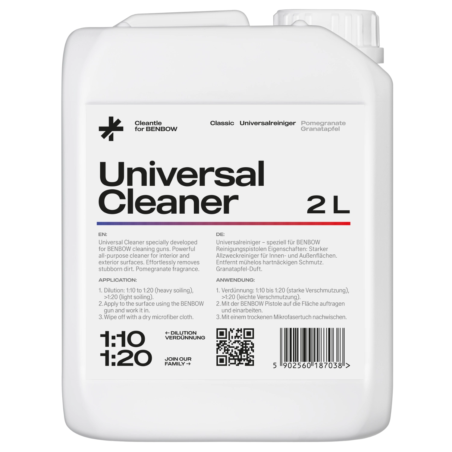 BenBow Universal Cleaner APC 2L bottle for cleaning guns, pomegranate fragrance