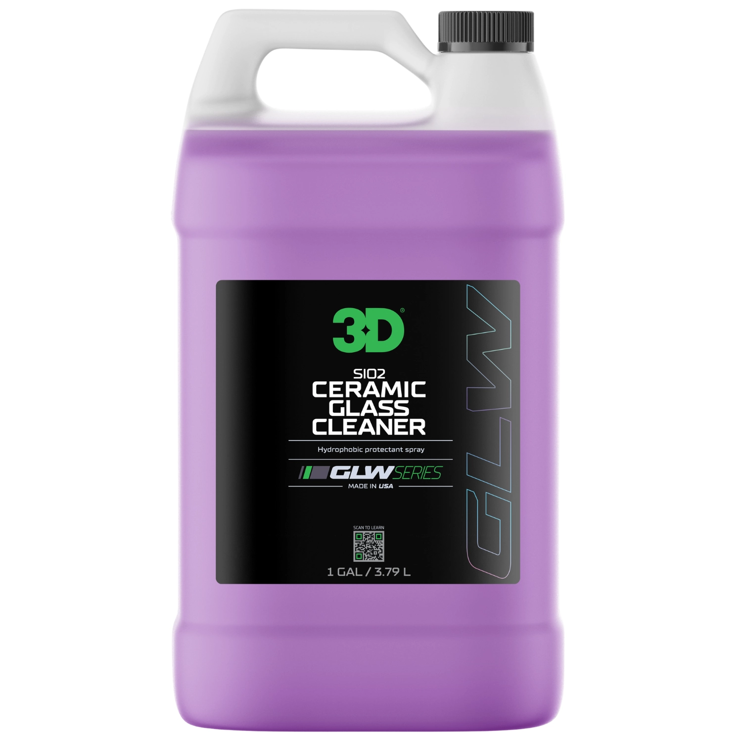 Large bottle of 3D Car Care SiO2 Ceramic Glass Cleaner 3.8L for professional glass cleaning and protection