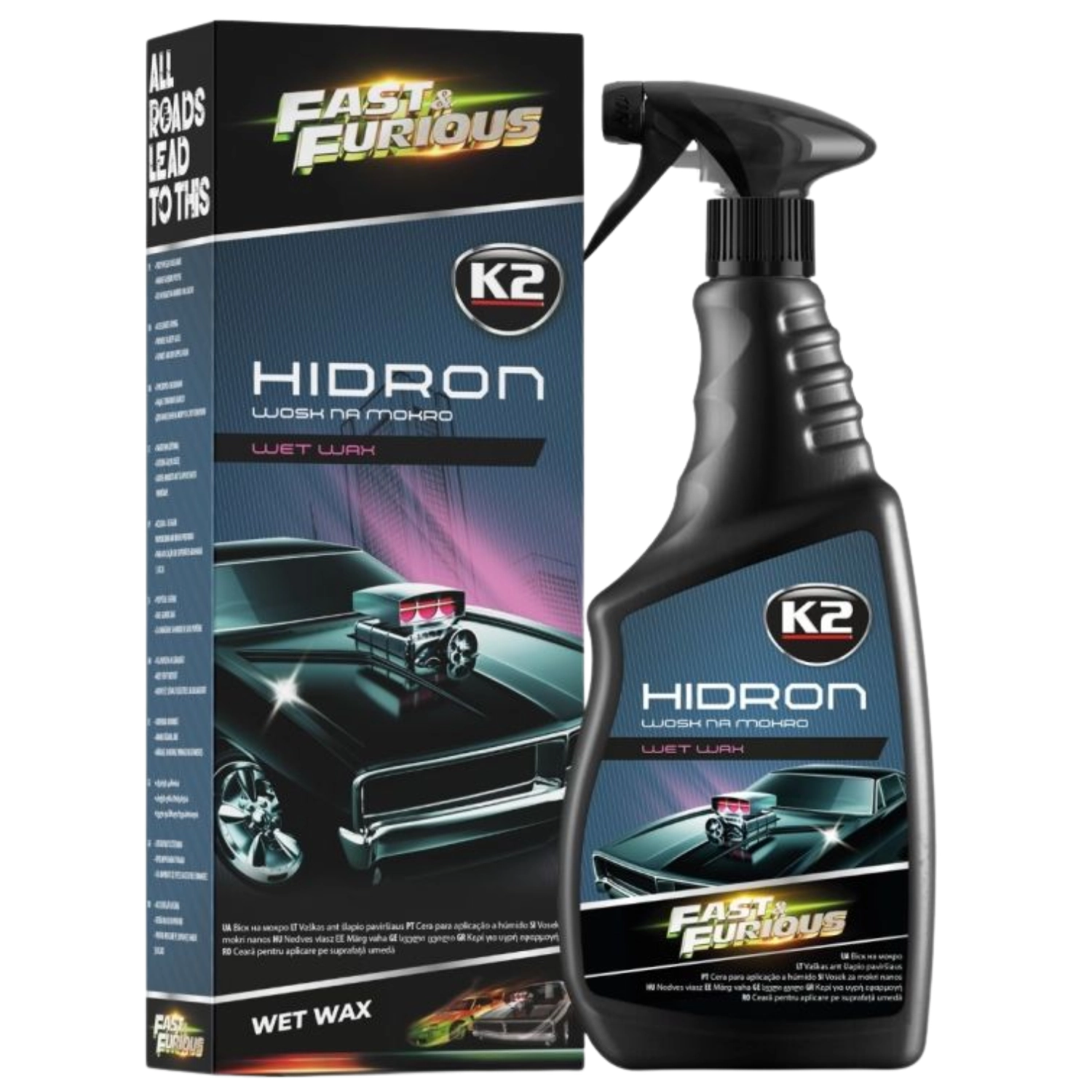 K2 Hidron Box vått vax och torkmedel sprayflaska 750ml för snabbglans på billack