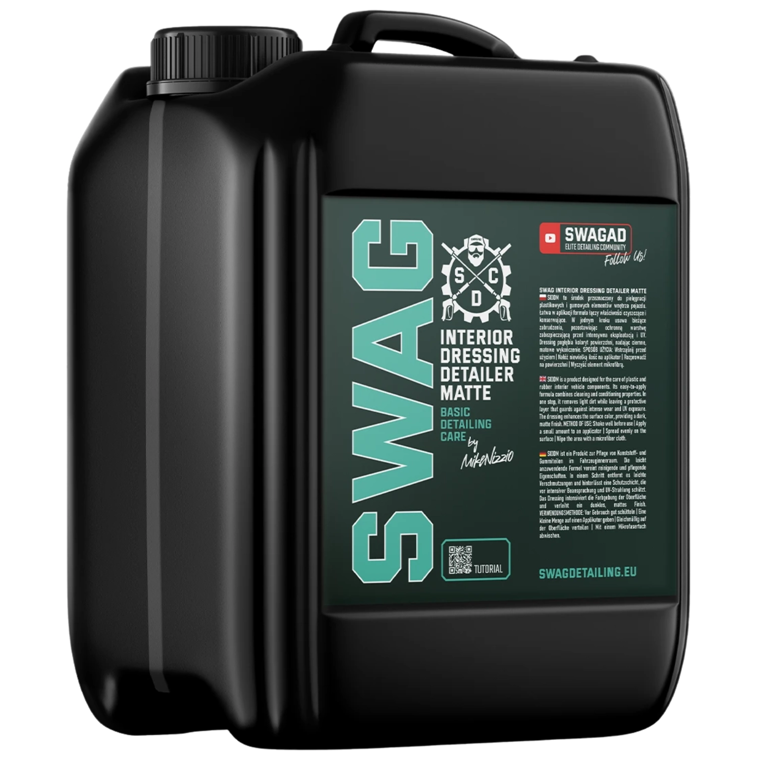 SWAG Interior Detailer Matte 2-in-1 bulk 5-litre pack for cleaning plastic and rubber