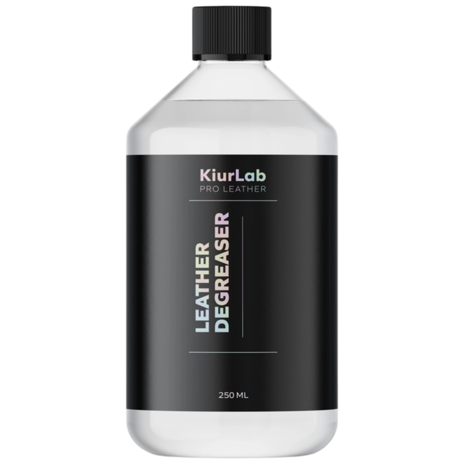 KiurLab Leather Degreaser 250ml bottle for degreasing closed leather surfaces prior to restoration and dyeing