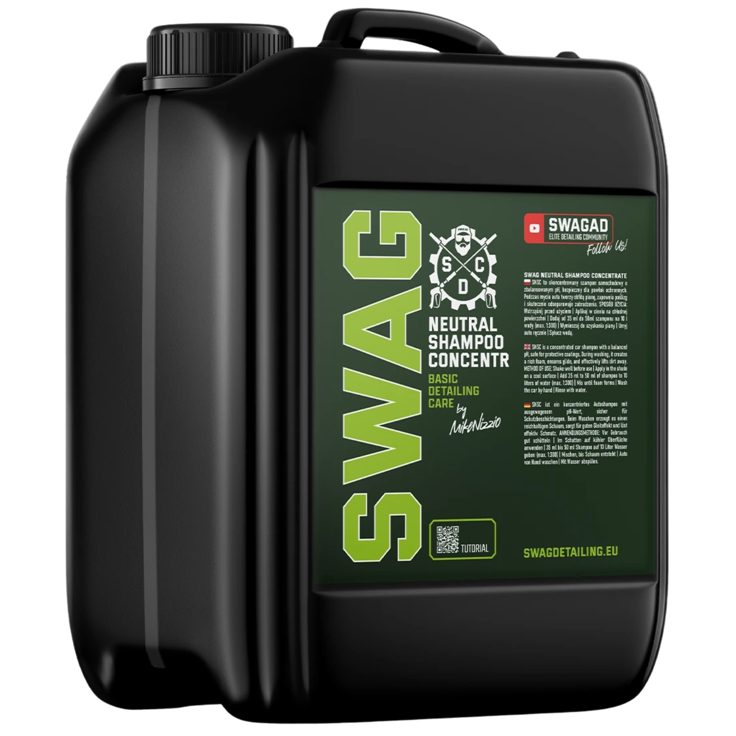 pH-neutral car shampoo concentrate 5 litres from SWAG Detailing Cosmetics for gentle hand washing
