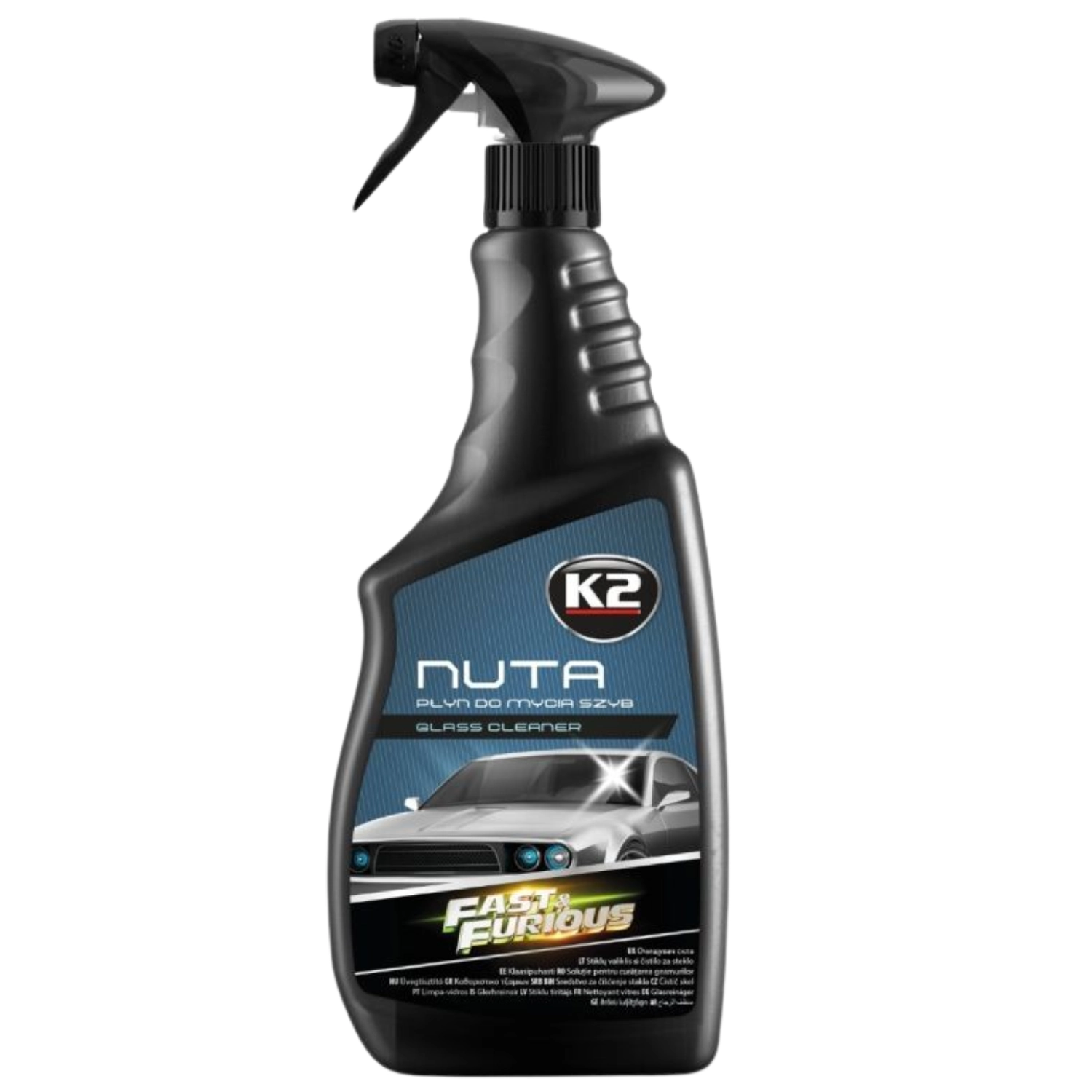 K2 Fast & Furious Nuta glass cleaner 750ml spray bottle for streak-free car windows