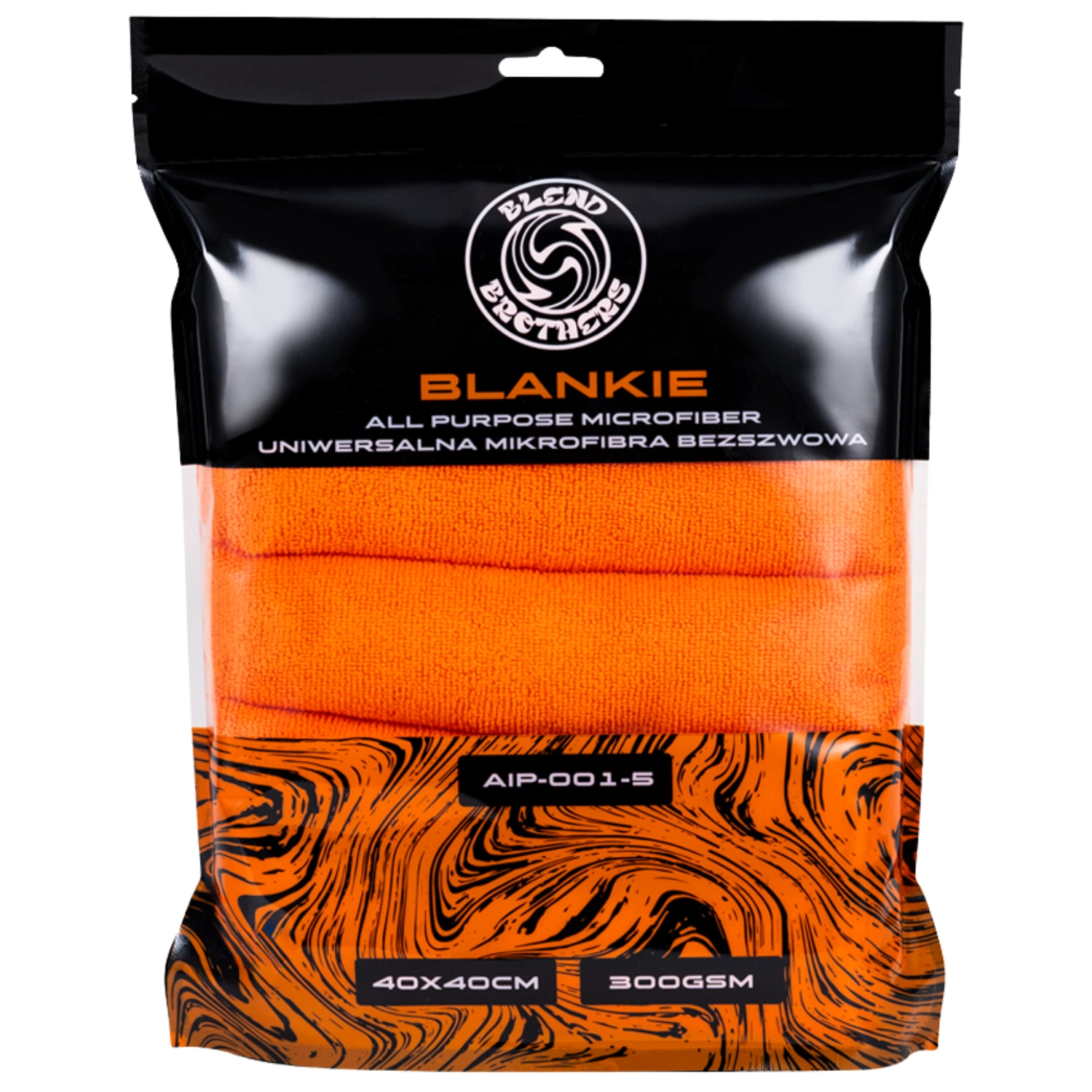 Orange Blend Brothers BLANKIE microfibre towels 5-pack with laser-cut edges for safe car detailing