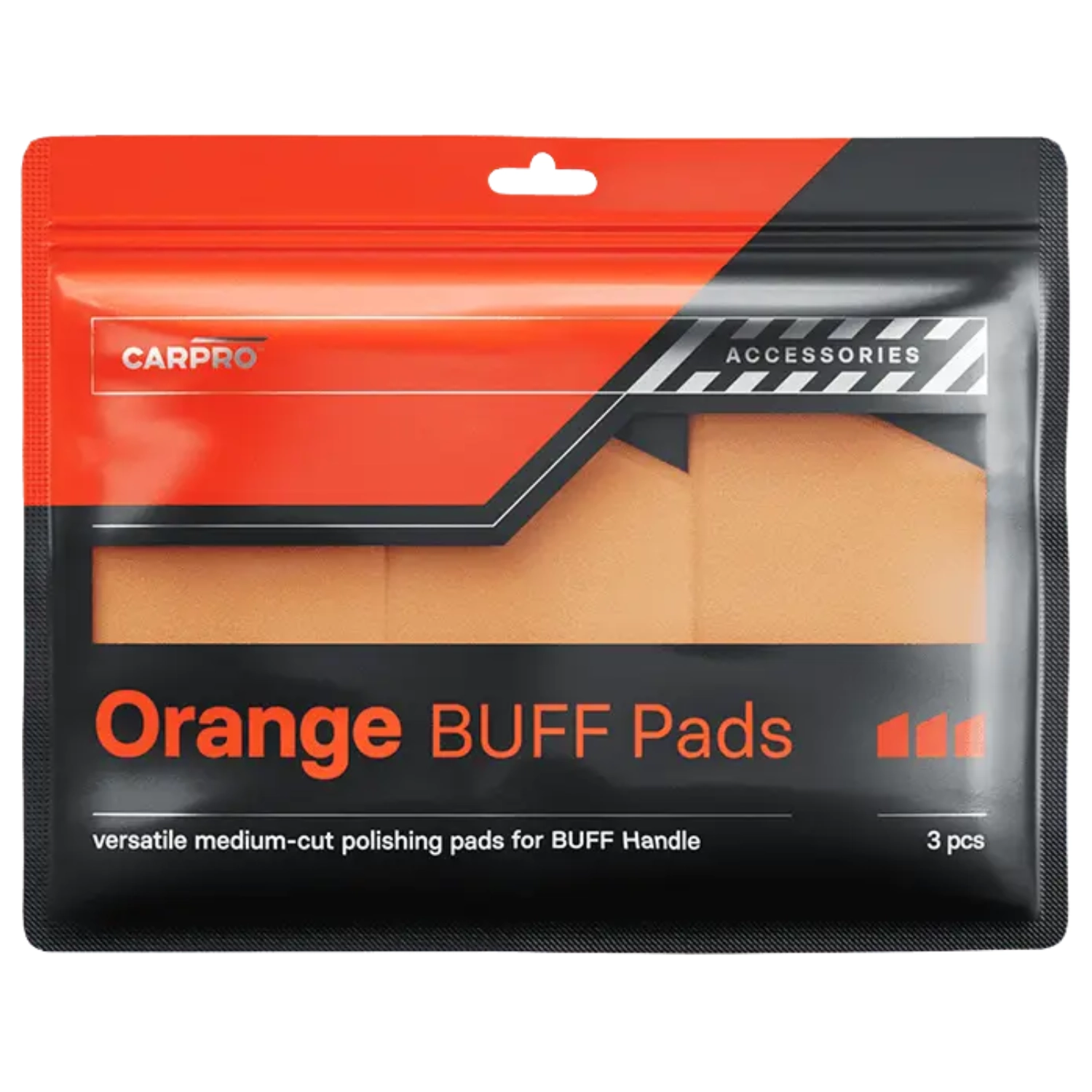 Orange CARPRO Polish Pads Medium Cut 3-pack för manuell lackkorrektion och One-Step-behandlingar