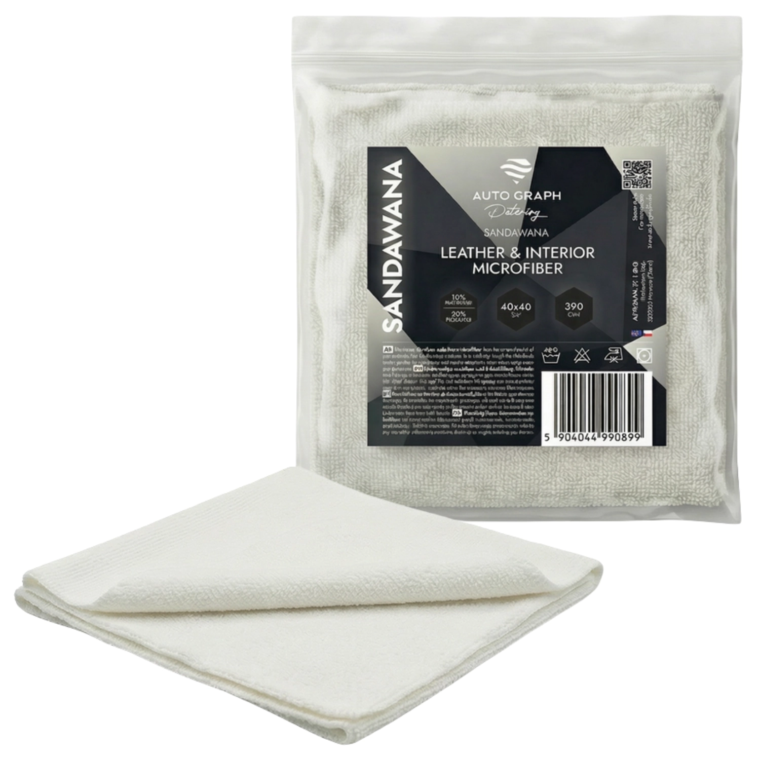 White seamless microfibre cloth 40x40cm from Auto Graph for leather and interior cleaning