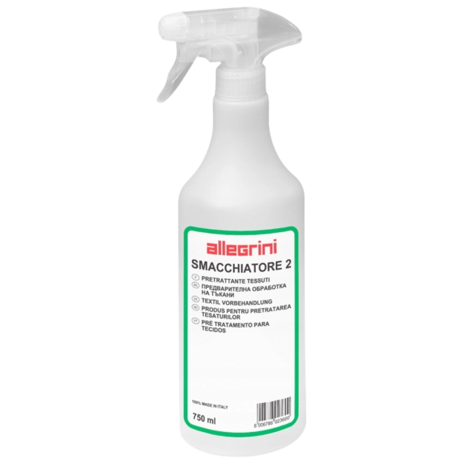 Allegrini Fabric Stain Remover 750ml pump spray bottle for textile stain removal