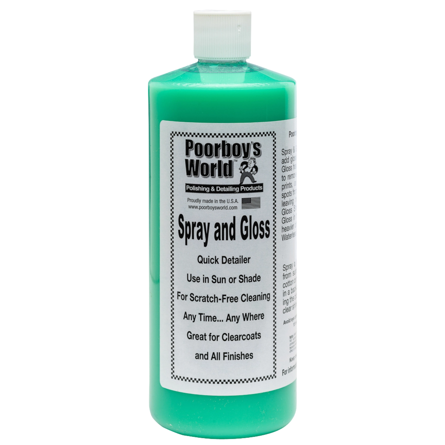 Poorboy's World Quick Detailer Spray & Gloss 946ml bottle for paint gloss and protection