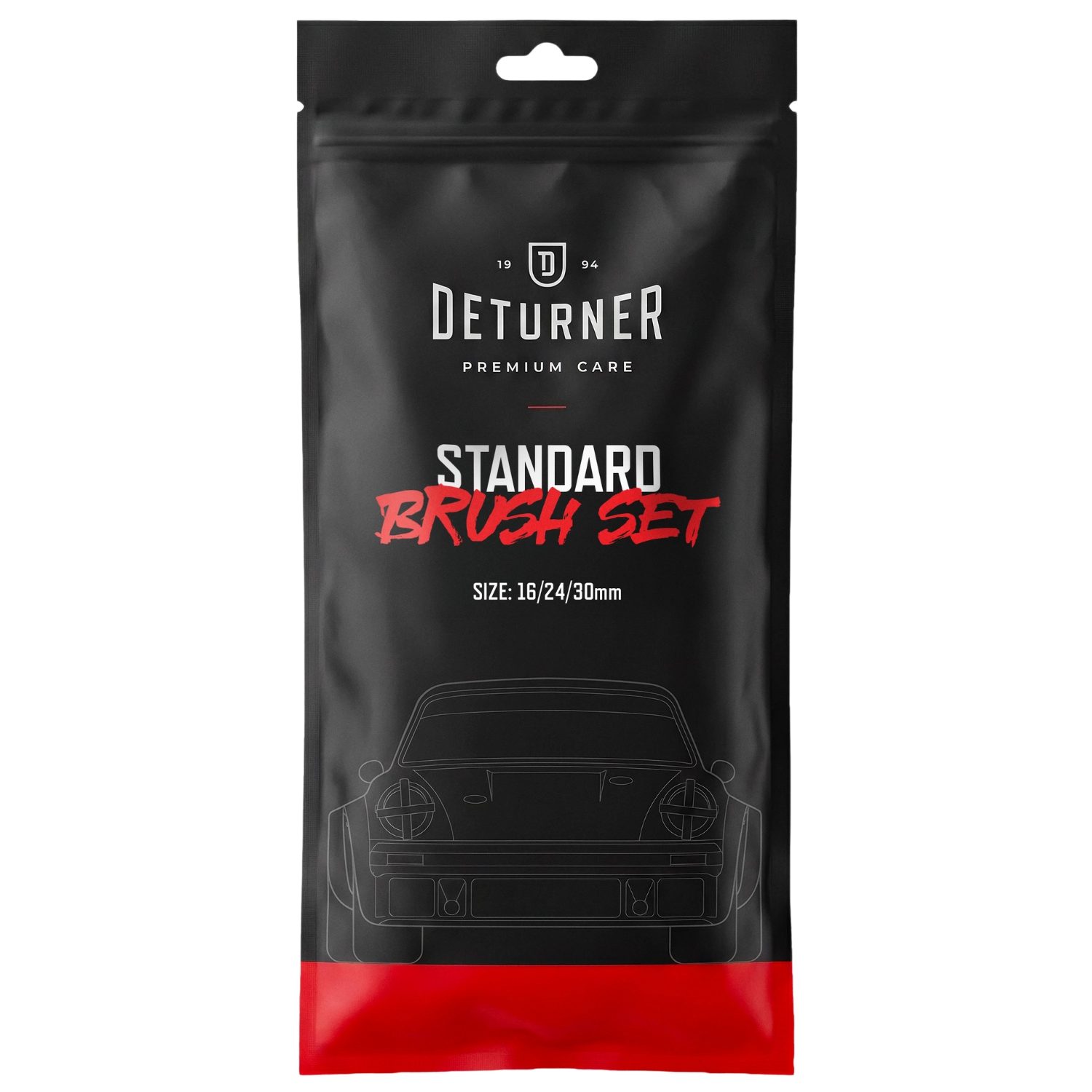 Deturner Standard Brush Set med tre medelhårda detailingborstar i storlekarna 16, 24 och 30 mm