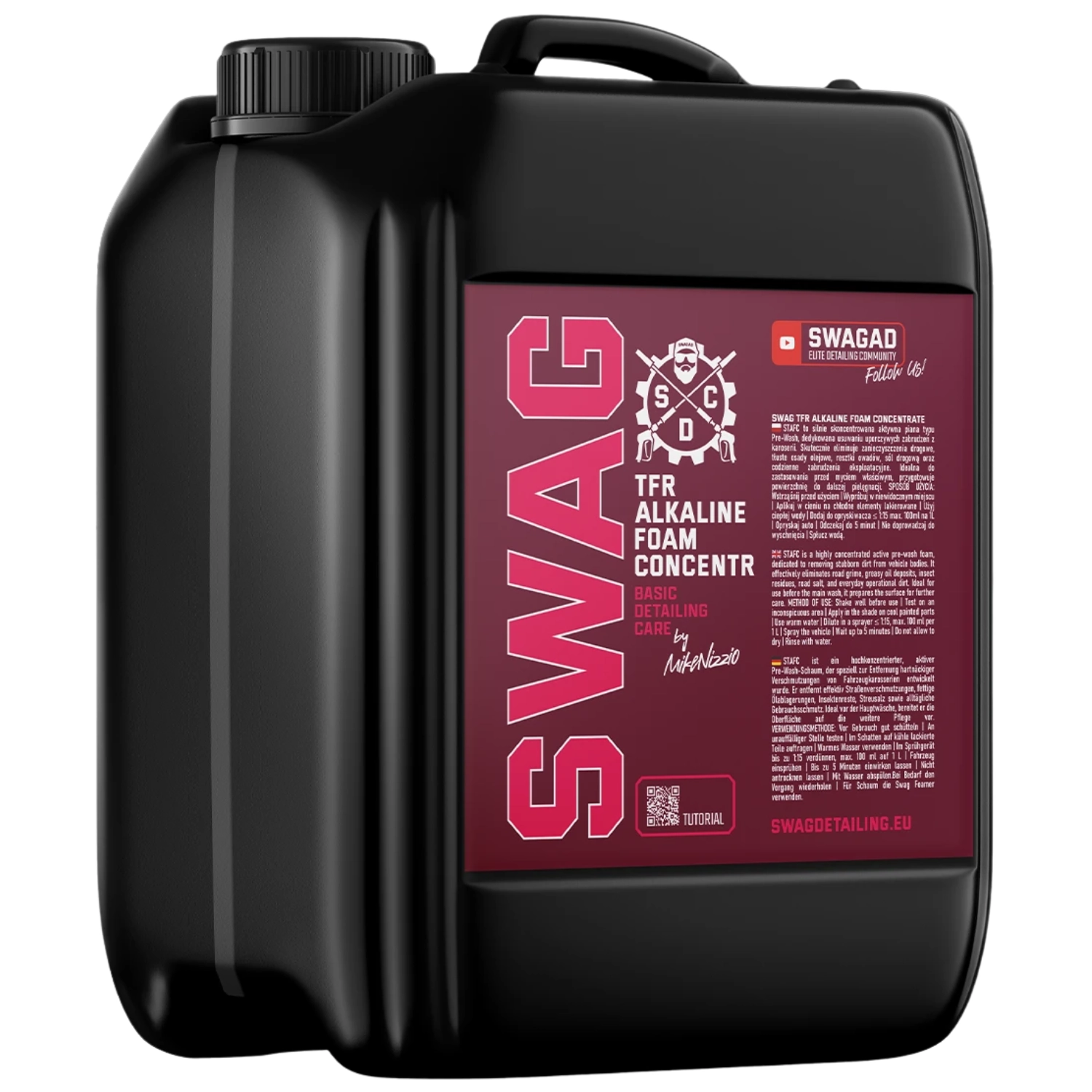 SWAG Detailing Cosmetics TFR alkaline foam concentrate 5 litre container for vehicle pre-wash