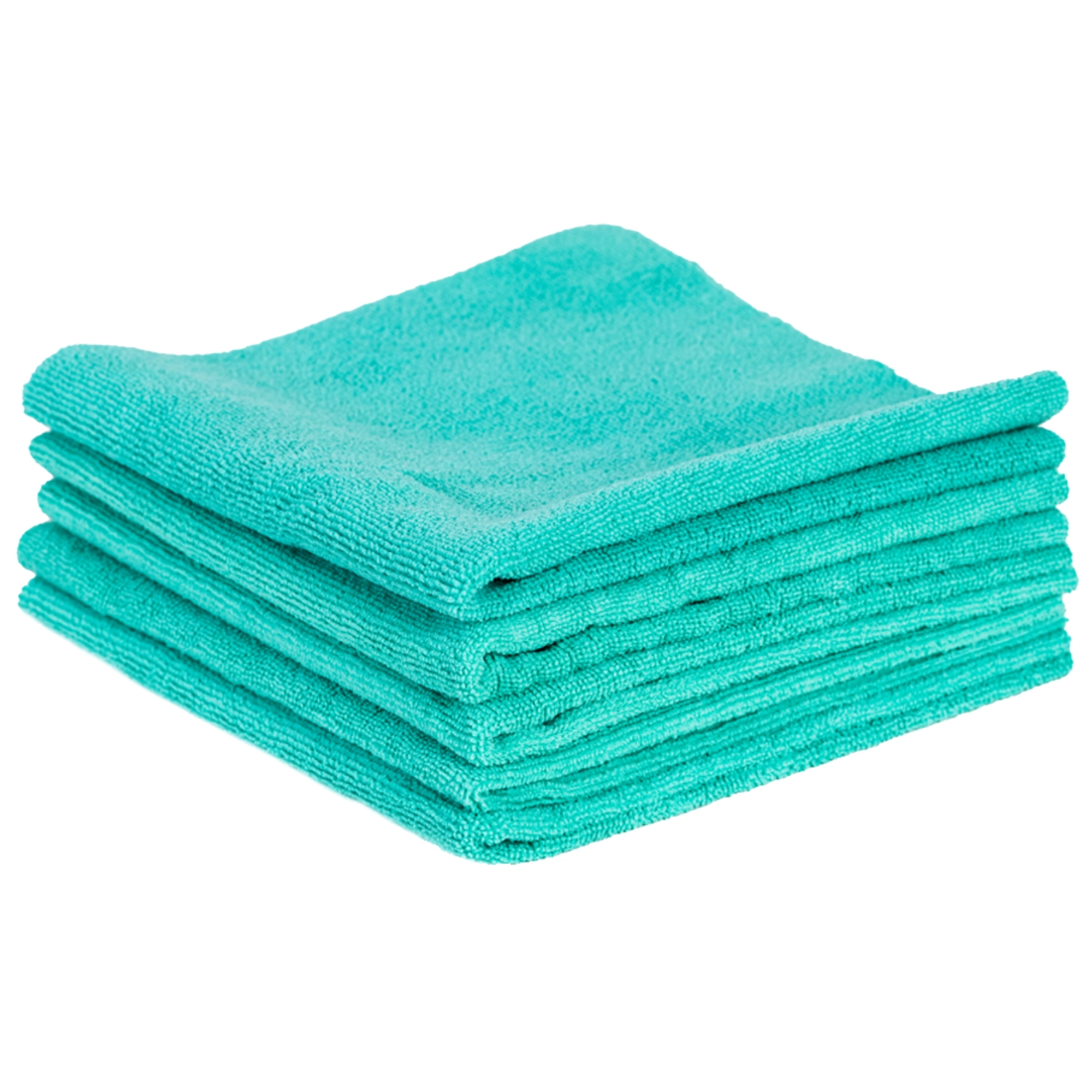 Turquoise Blend Brothers microfibre towel 5-pack with laser-cut edges for gentle interior cleaning