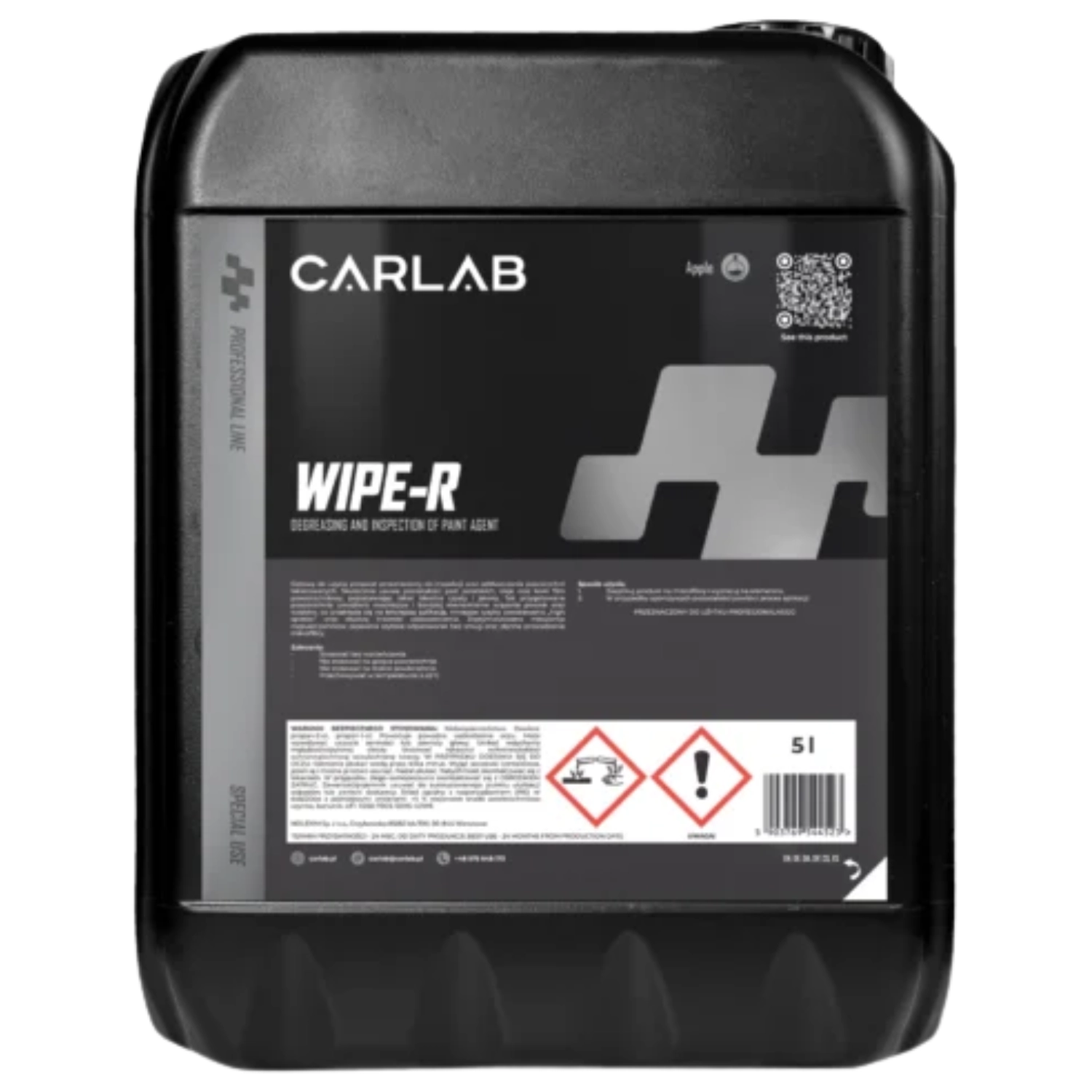 CarLab PRO Wipe-R degreaser 5L for painted surfaces, ideal for preparation before Coating or wax application