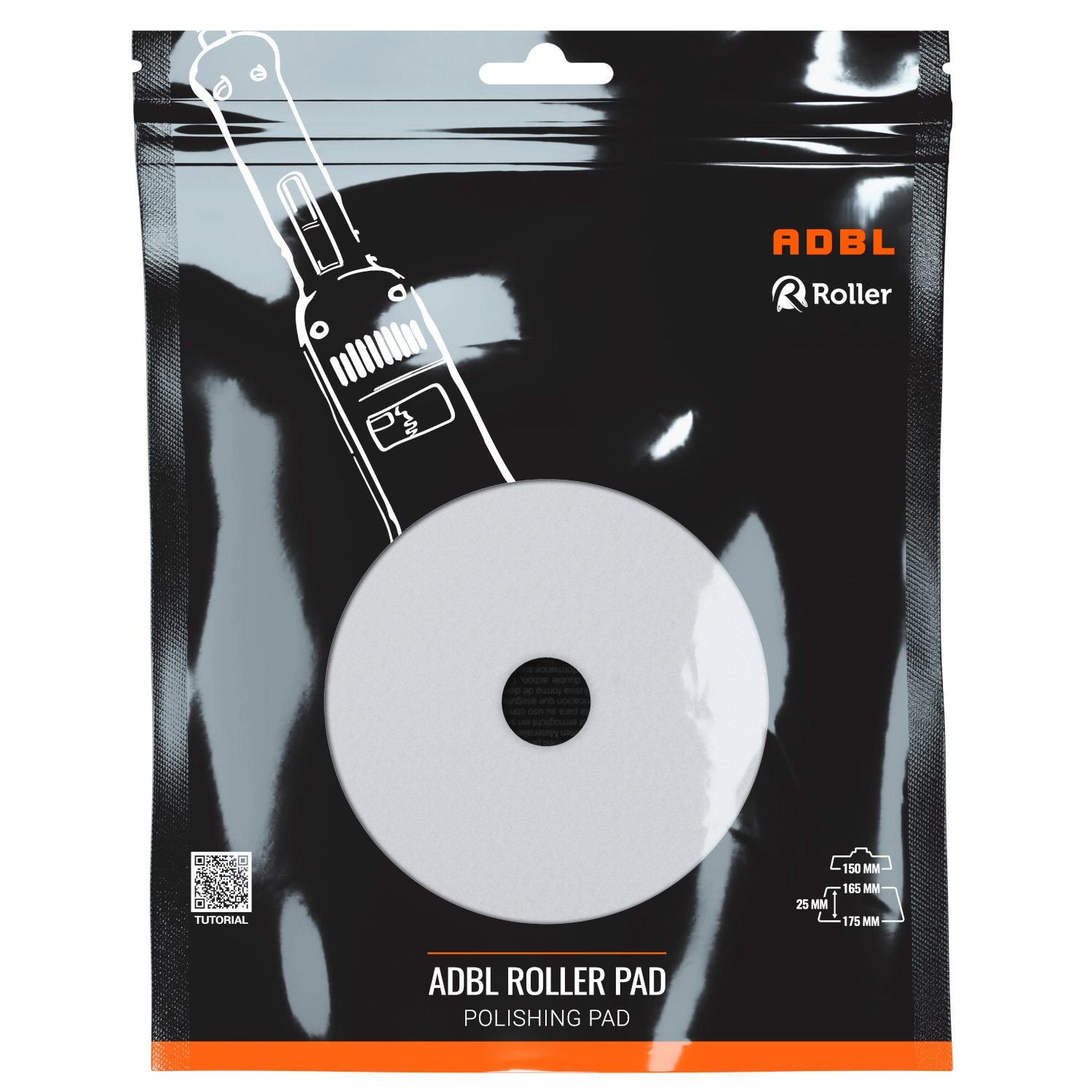 ADBL hard foam DA polishing pad 165/175mm with diamond pattern and reinforced hook-and-loop attachment