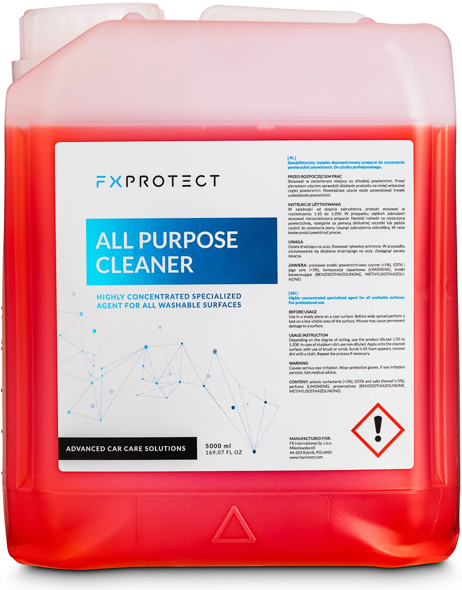 FX PROTECT Universal Cleaner 5L container, strong concentrate for professional vehicle detailing