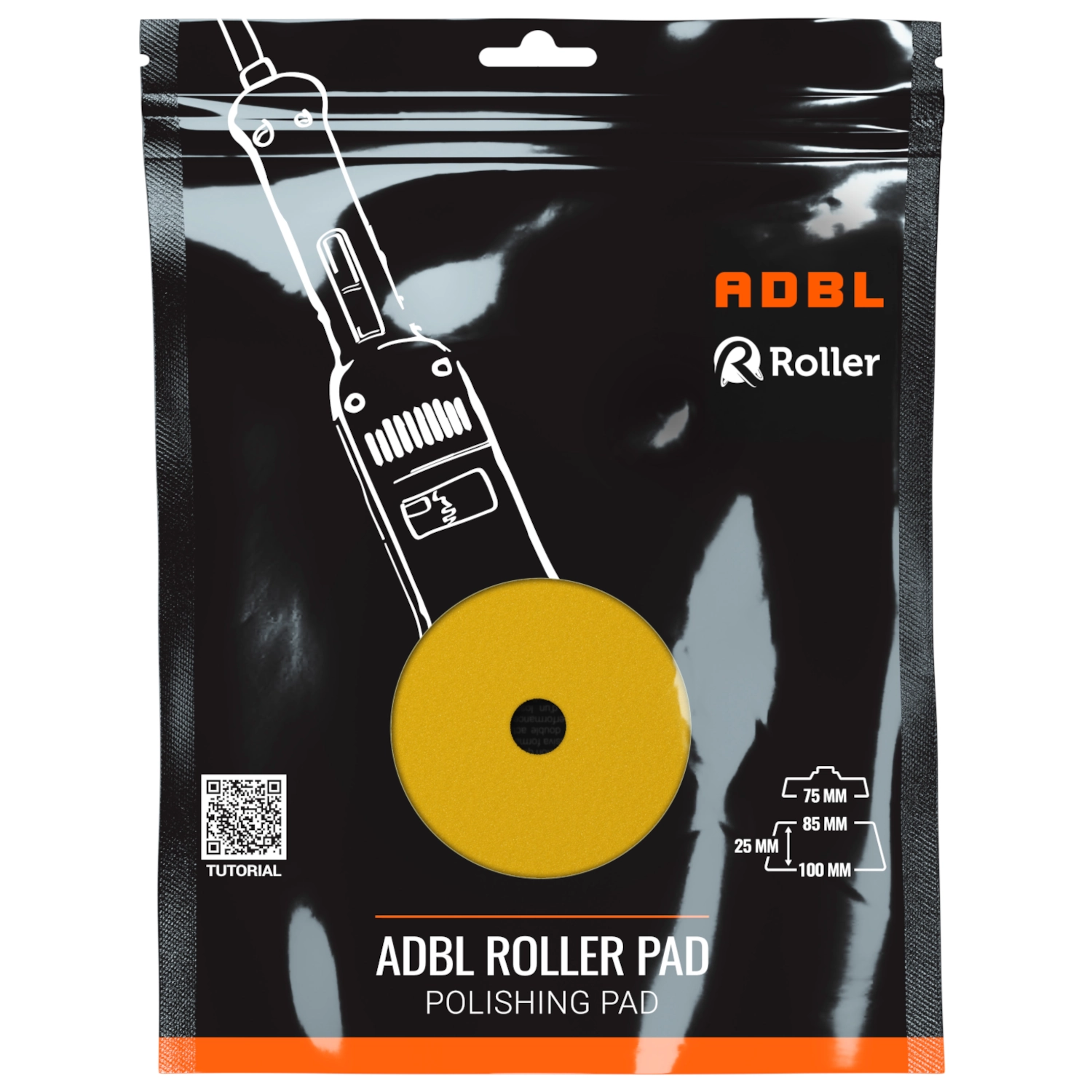 ADBL Medium Foam Pad 85/100mm yellow for machine polishing and paint correction