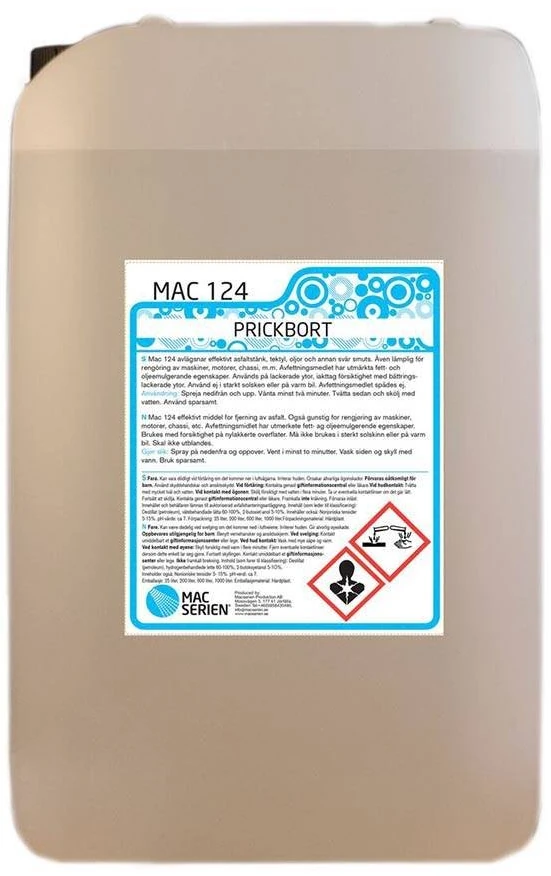 Prickbort MAC 124 usuwa smołę klej, bezpieczny dla wosku powłoki 25L