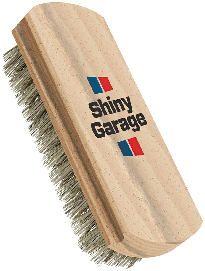 Leather cleaning brush with soft bristles from Shiny Garage for gentle leather care
