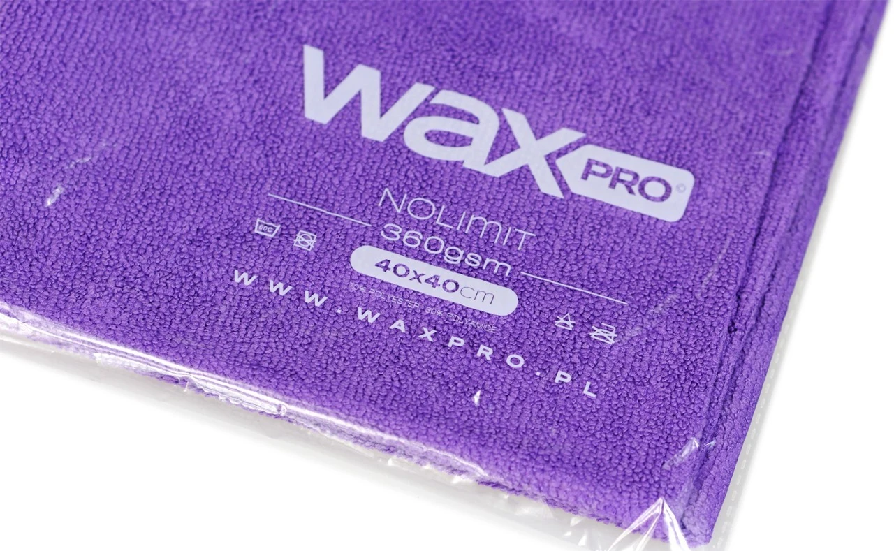 Violet microfibre detailing towel 360gsm 40x40cm, scratch-resistant and lint-free, WaxPRO