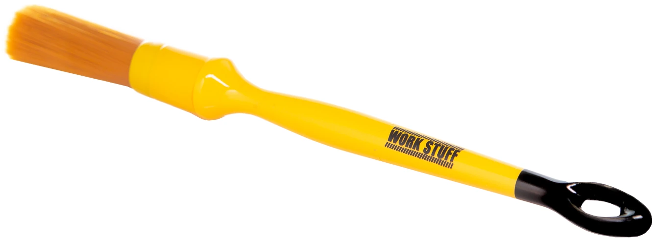 Orange WORK STUFF Detail Brush 16mm with dense synthetic bristles for cleaning air vents and badges