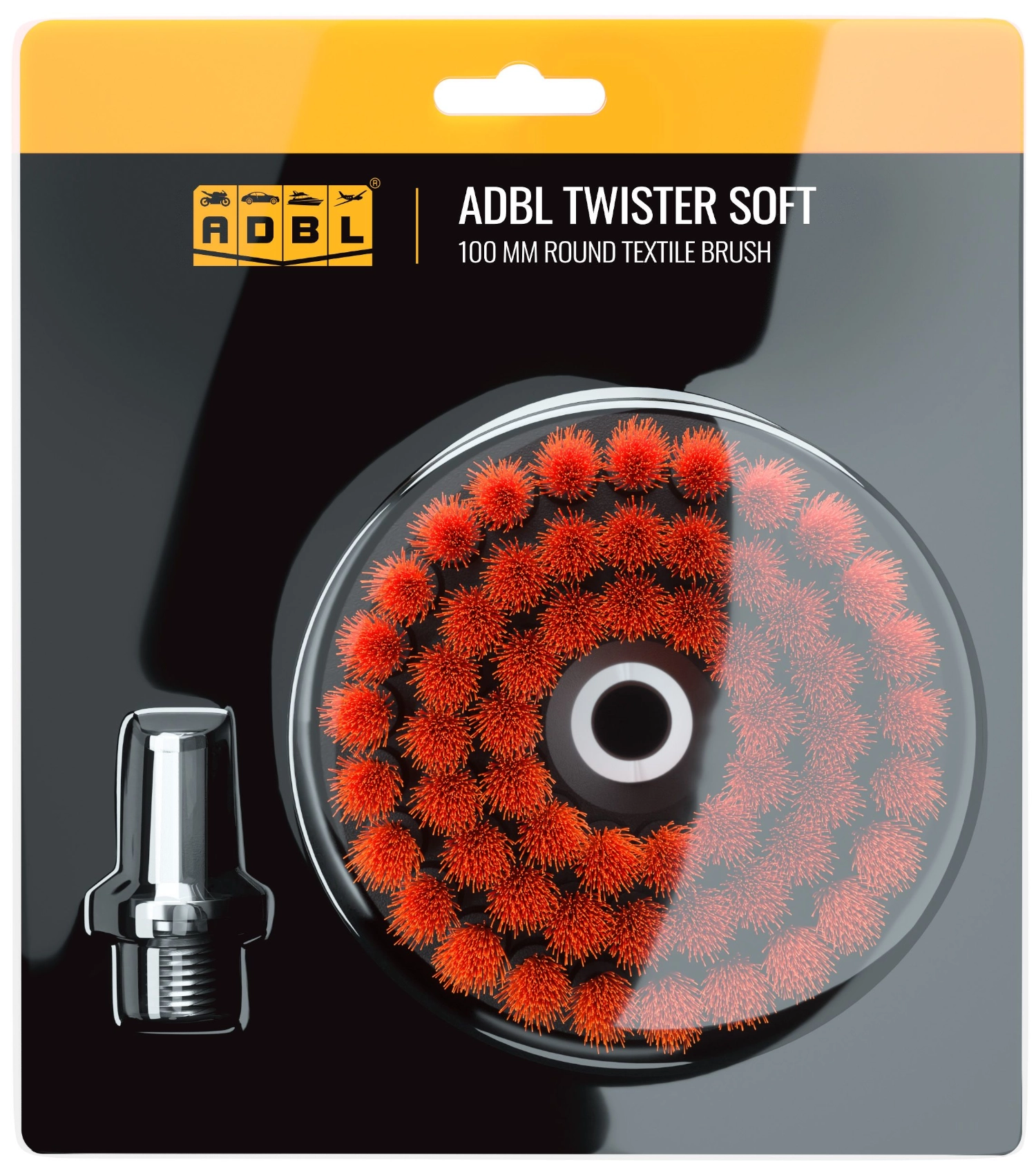ADBL Polisher Brush with soft bristles 100mm diameter for gentle vehicle cleaning