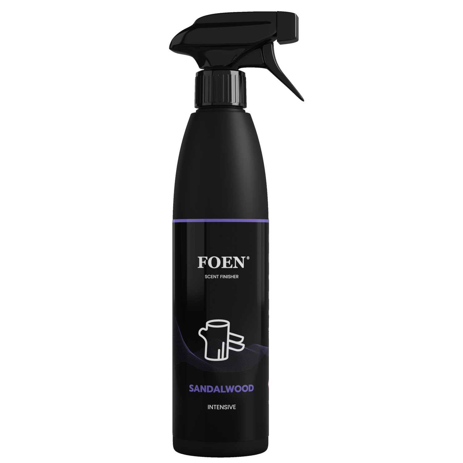 Foen Car Fragrance 450ml bottle with sandalwood, myrrh and vanilla scent for vehicle cabin