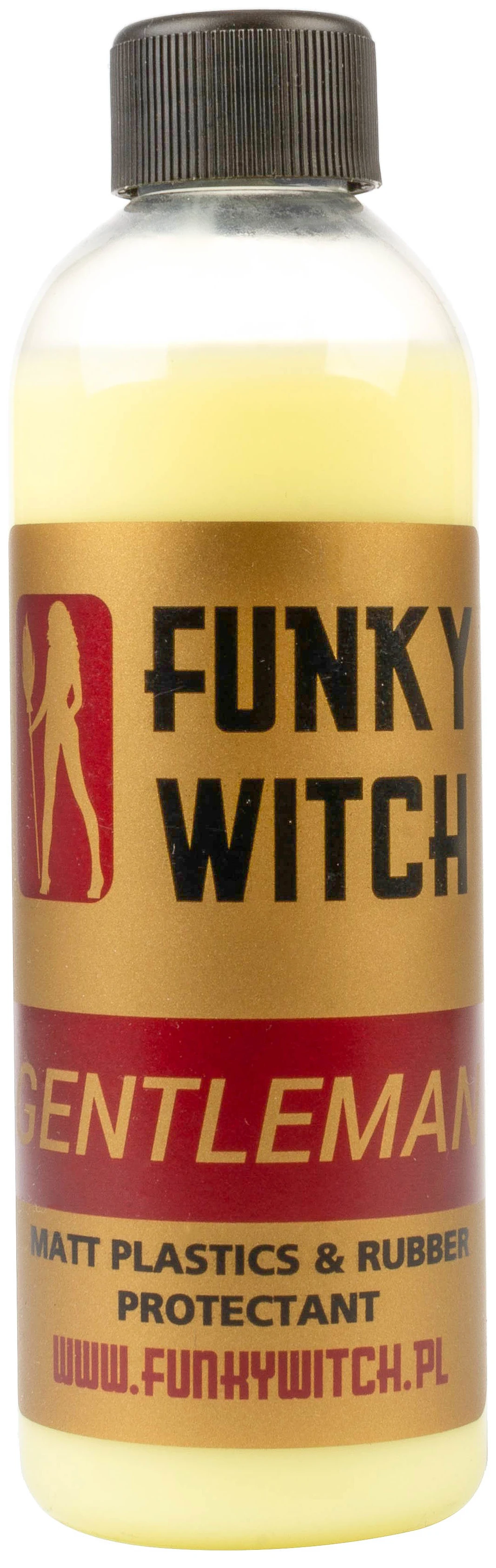 Funky Witch Matt Plastic Treatment 215ml bottle with masculine scent for interior and exterior plastic components