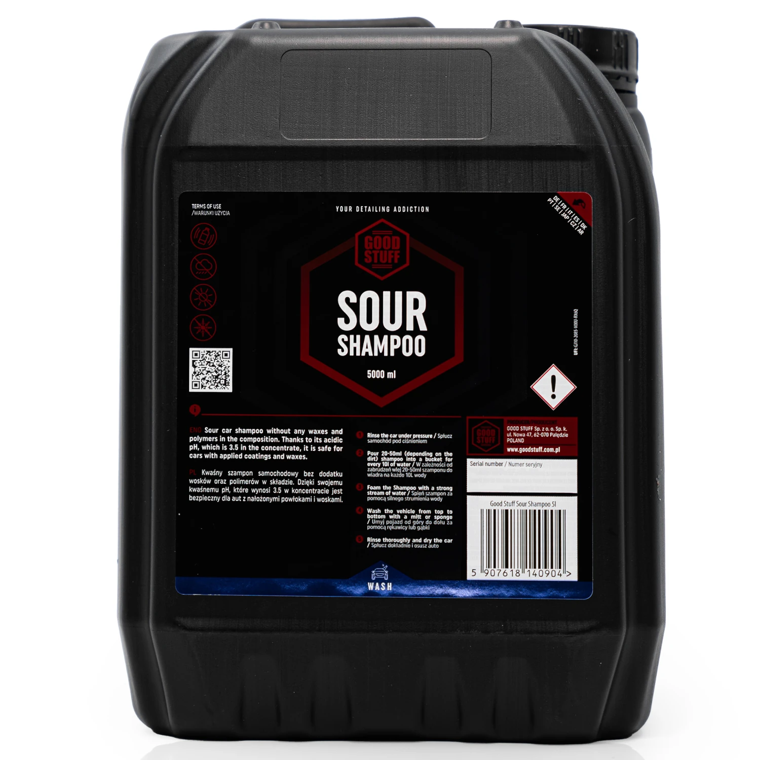 Good Stuff Car Wax Shampoo Acidic pH 5L container for Coating and Sealant treated vehicles