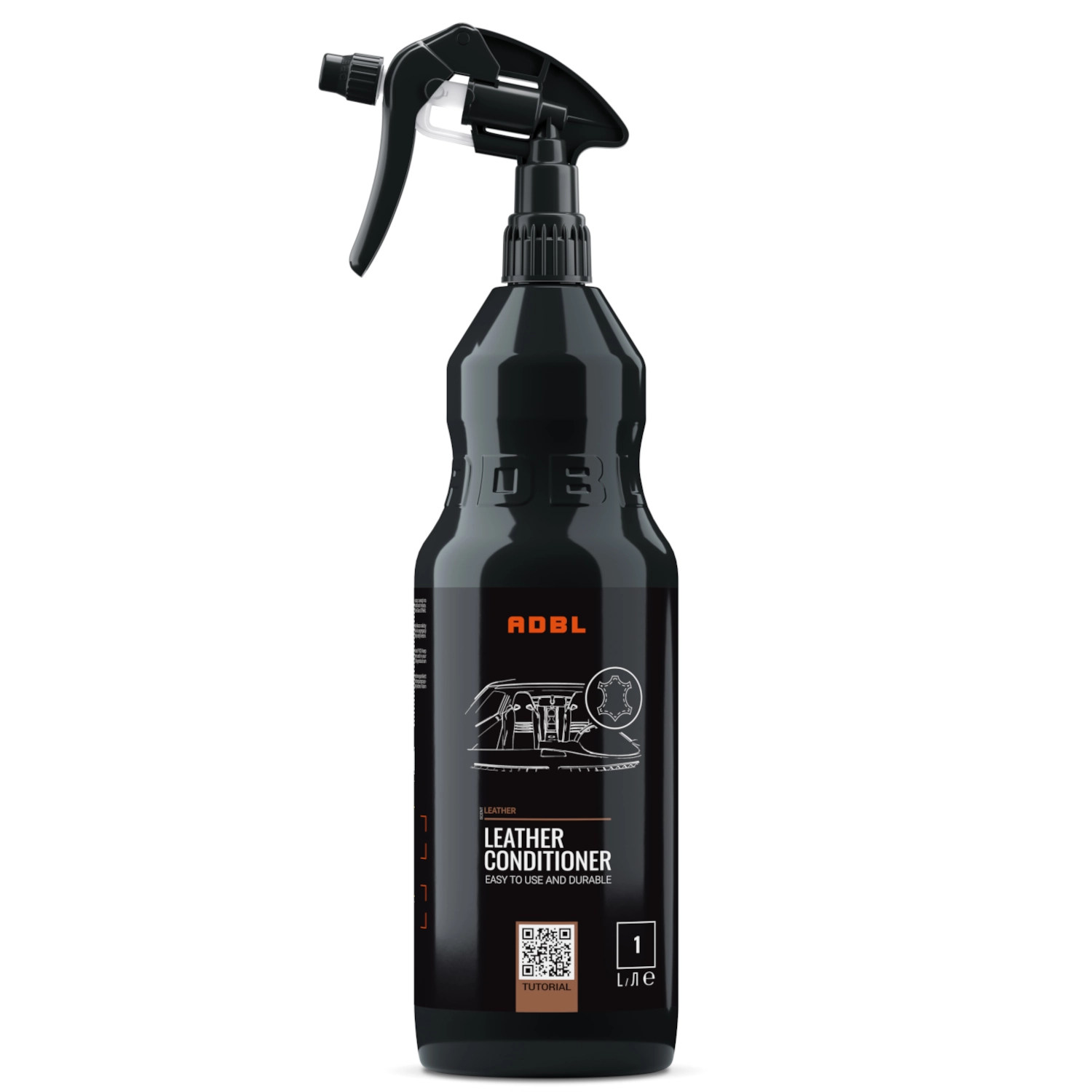 ADBL Leather Conditioner 1L bottle for professional vehicle interior leather care and conditioning