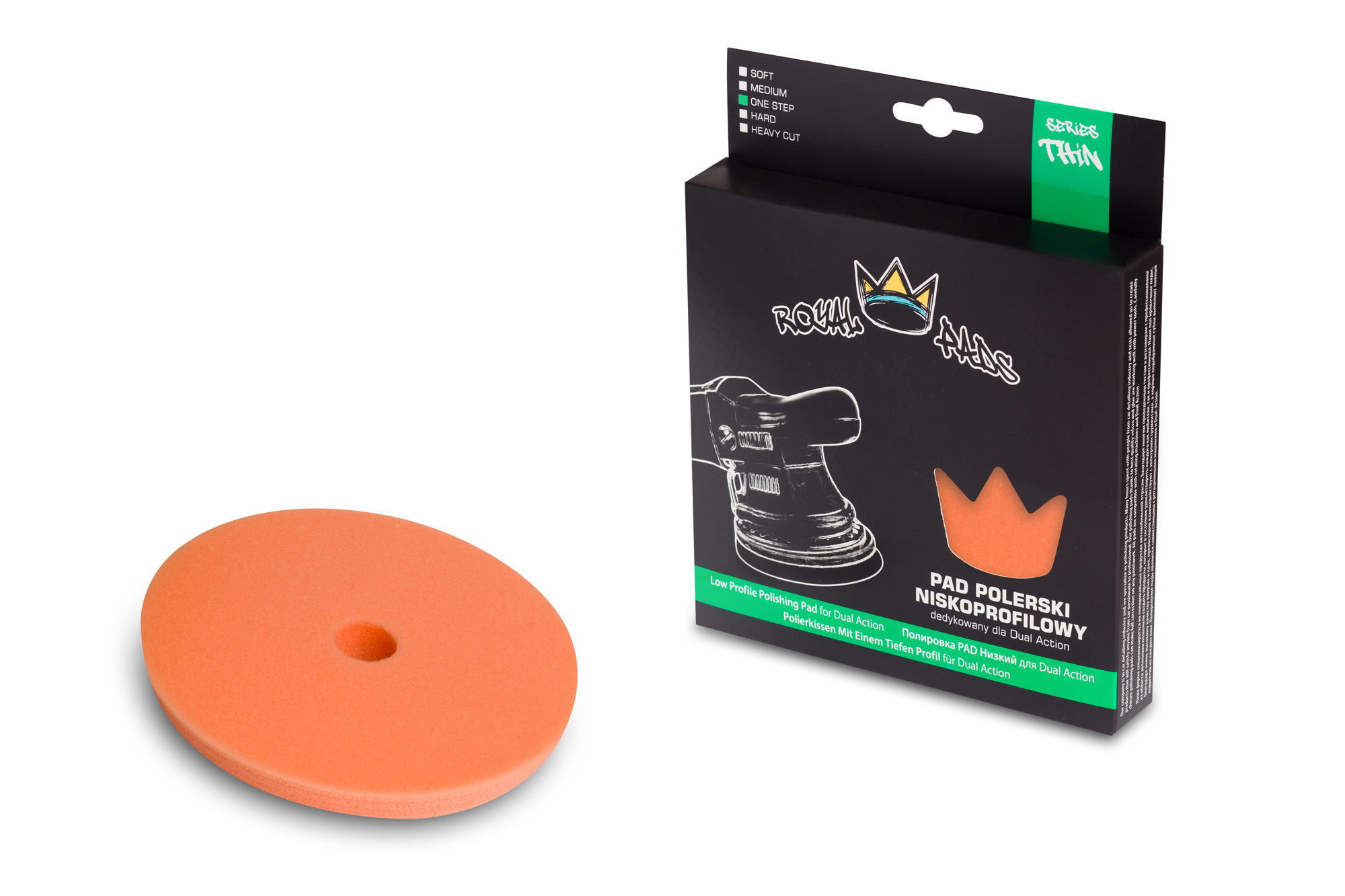Orange Royal Pads Low Profile Polishing Pad 130/140mm for DA polisher with medium firmness