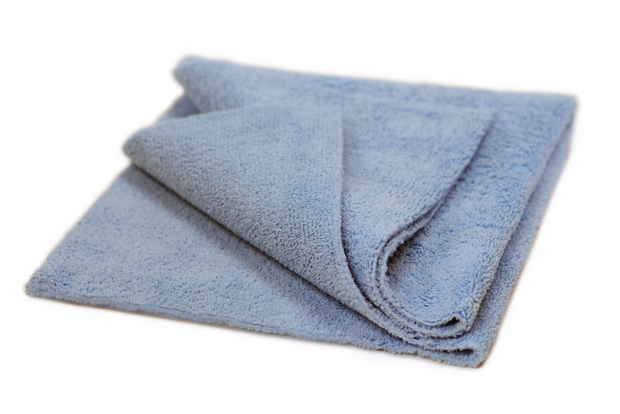 Blue microfibre detailing towel 360gsm 40x40cm by WaxPRO with unhemmed edges for scratch-resistant use