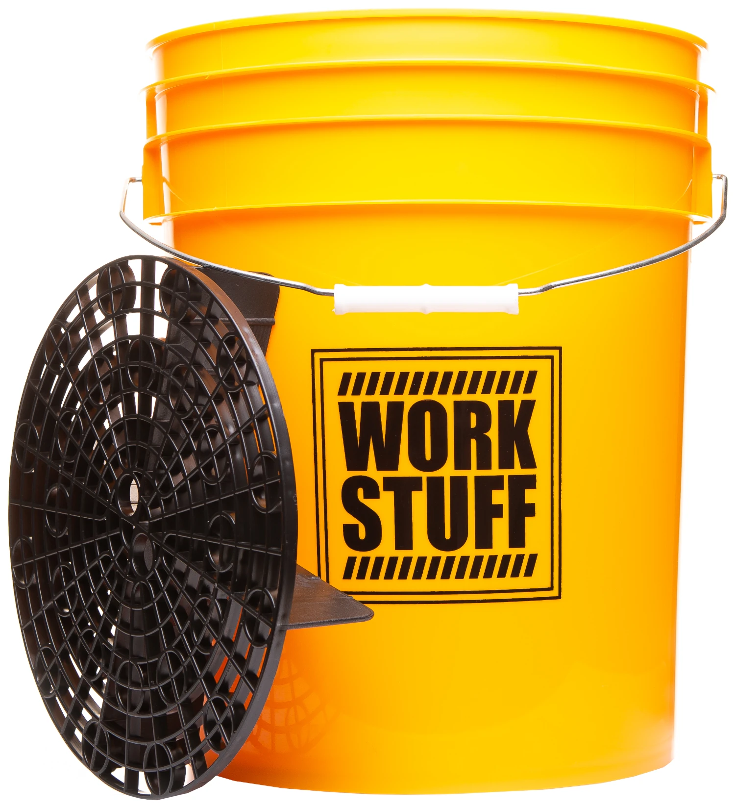 Yellow detailing bucket with grit guard from WORK STUFF Buckets for two-bucket car washing system