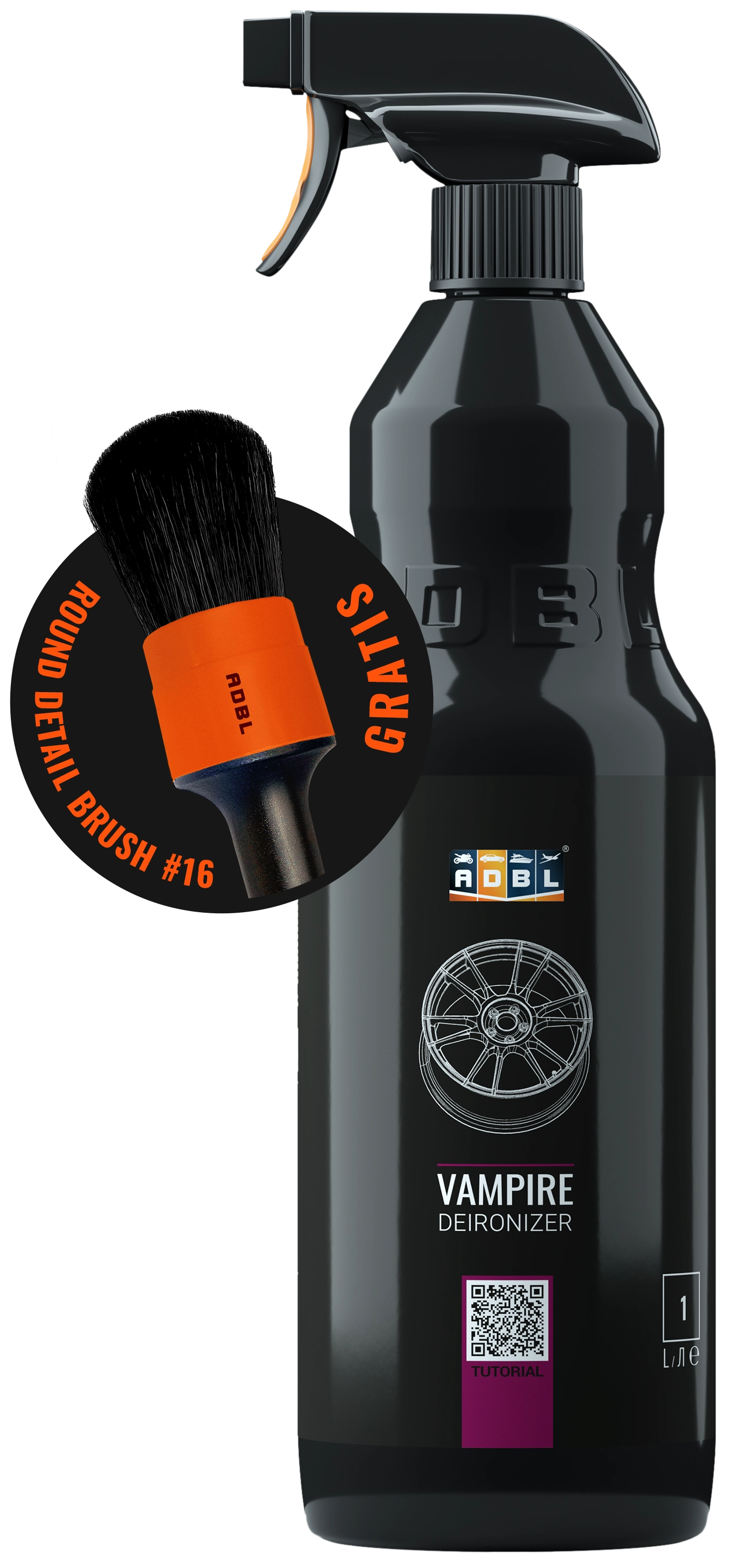 ADBL Vampire iron remover 1L bottle for removing metal contamination from car paintwork and wheels