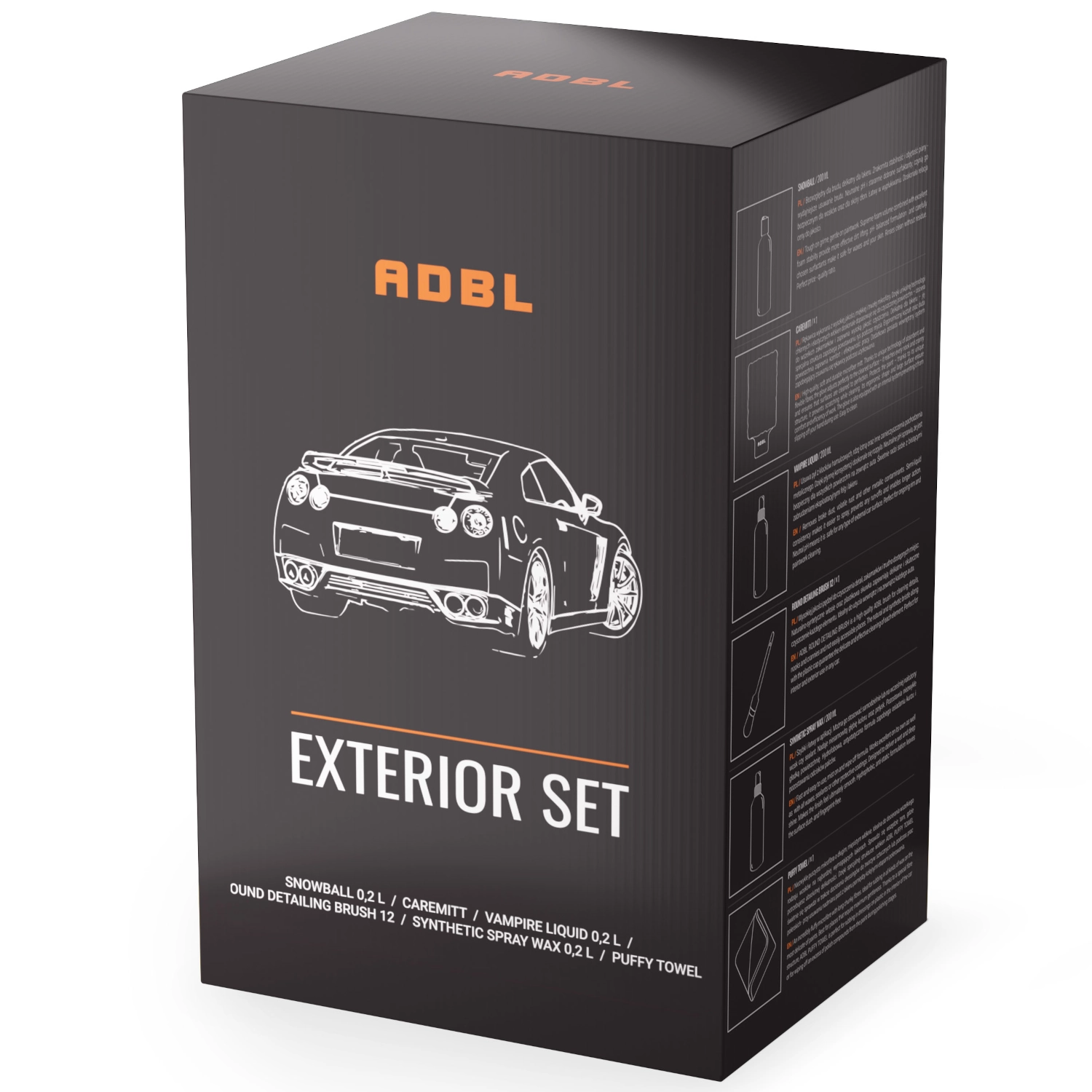 ADBL Exterior Trial Kit for car care and detailing with selection of exterior products in trial size