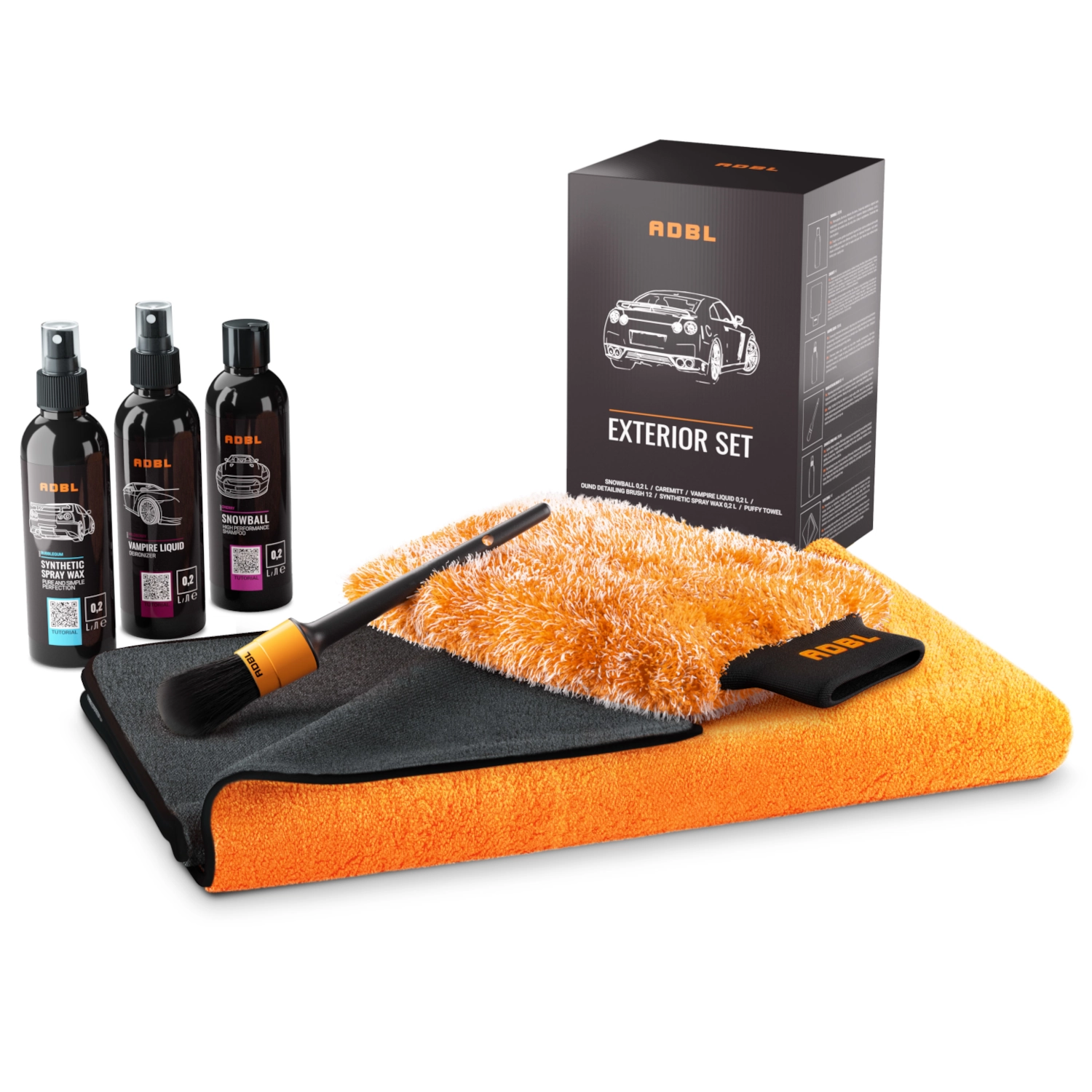 ADBL Exterior Trial Kit for car care and detailing with selection of exterior products in trial size
