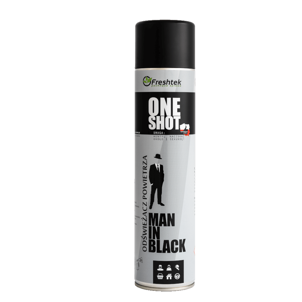 Freshtek Luftfräschare One Shot Man in Black 600ml sprayflaska för bilkupé och fordonsvård