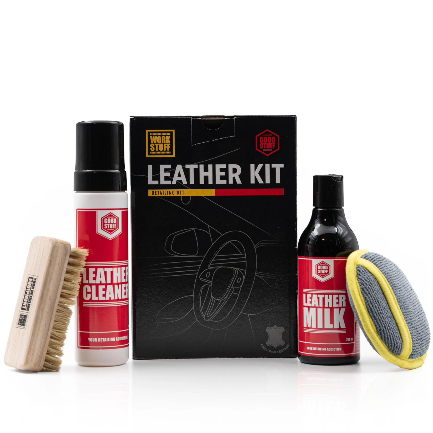Good Stuff Leather Care Kit GSN000095 for cleaning and maintenance of leather upholstery in car interiors