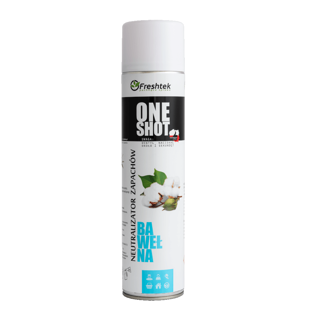 Freshtek One Shot Odour Neutraliser 600ml spray bottle for vehicle care and reconditioning
