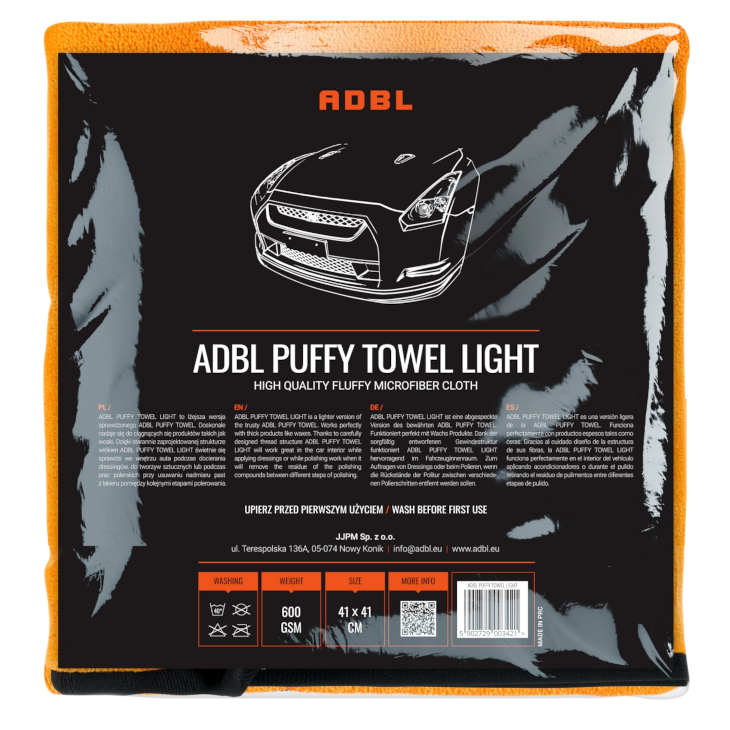 ADBL Microfibre Cloth 41x41cm 600gsm for wiping Coating and Polish during detailing