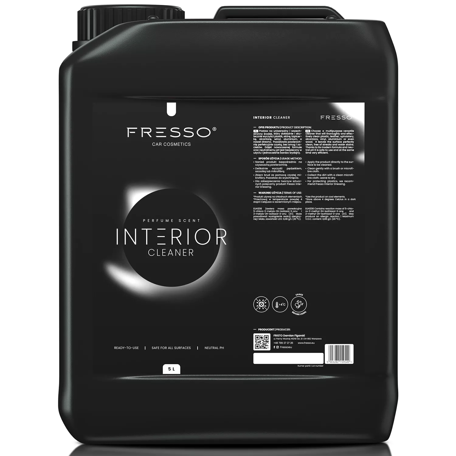 Fresso Rengöringsmedel Bilinteriör 5L kanna för professionell interiörrengöring av fordon