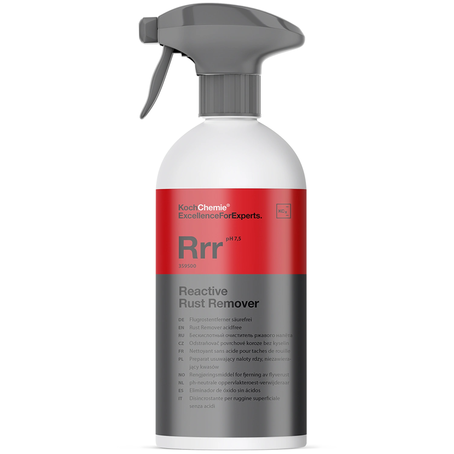 Koch Chemie Reactive Rust Remover 500ml bottle with spray nozzle for rust and burnt brake dust