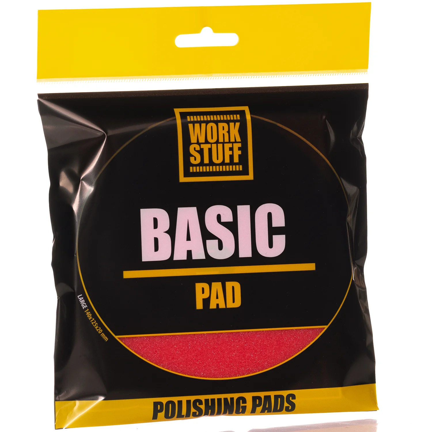 Poleringspad, Mjuk Röd 140 mm, Fasade kanter, Central hål, Work Stuff
