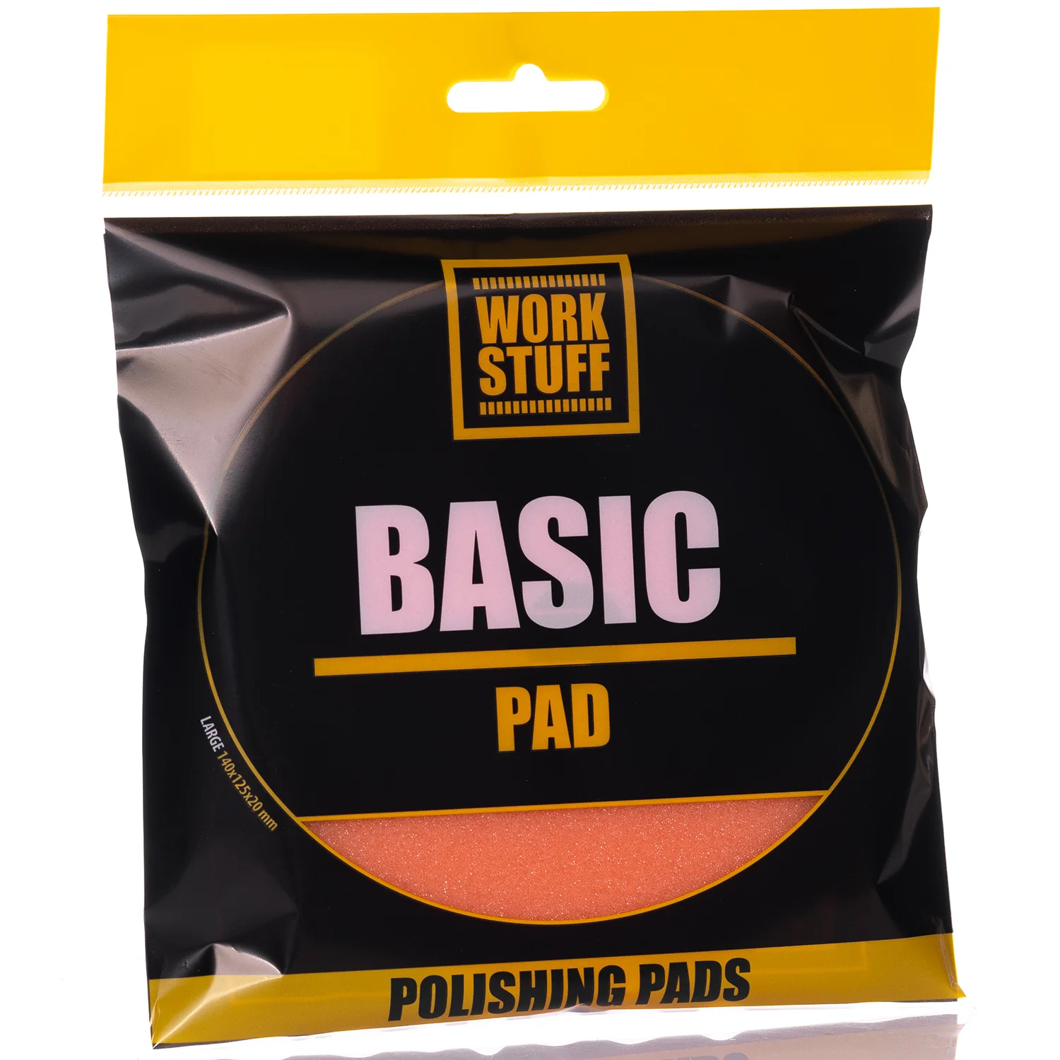 WORK STUFF Foam Pad 140 mm Orange medium hardness for machine polishing automotive paintwork