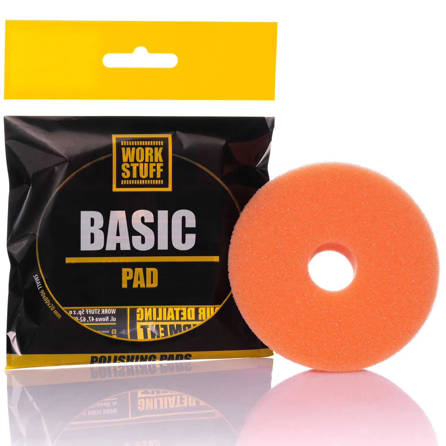 Poleringspad, Medium Hårdhet, Orange 80/90 mm, Fasade kanter, Central hål, Work Stuff