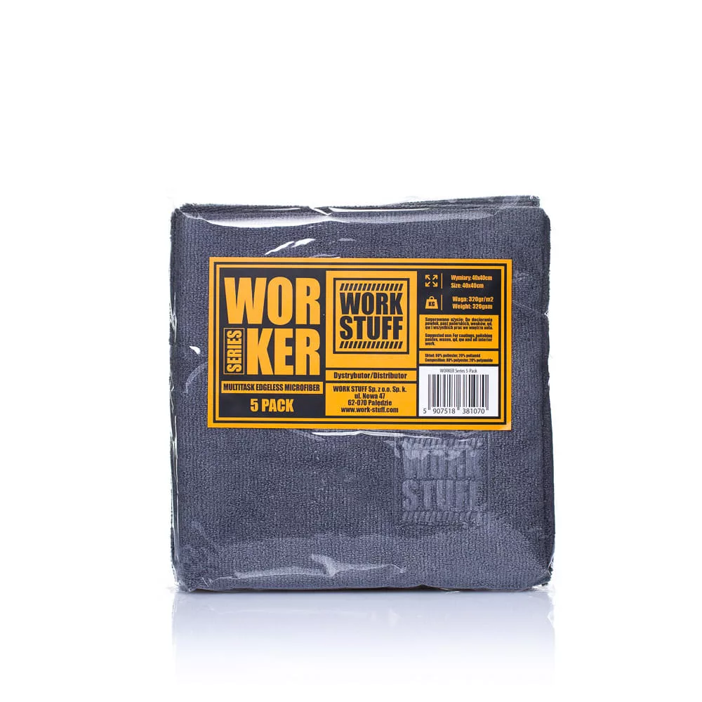 WORK STUFF Microfibre Cloths 40x40cm 320gsm 5-pack for detailing and buffing