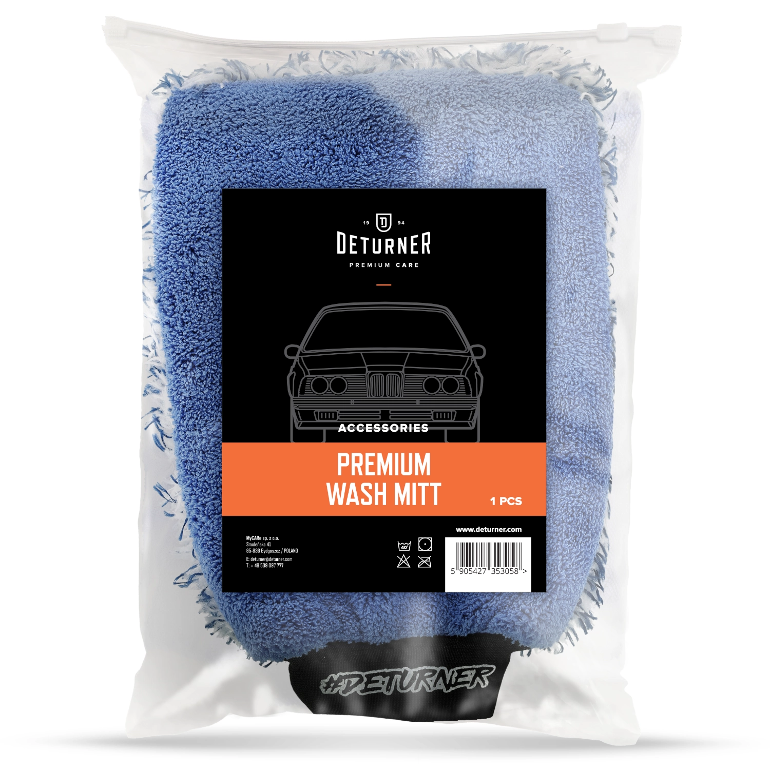 Deturner soft microfibre wash mitt with scratch-resistant construction for gentle car washing