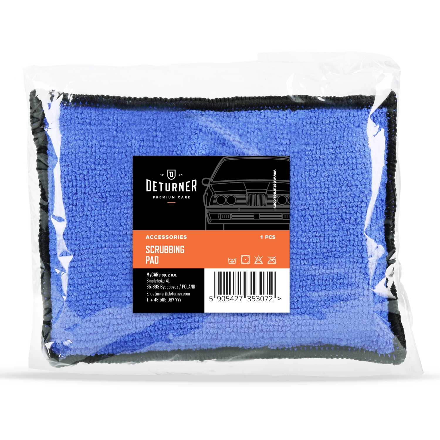 Scrub pad for interior cleaning with scratch-free material and ergonomic grip, Deturner